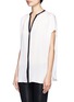 Front View - Click To Enlarge - VINCE - Contrast trim silk blouse