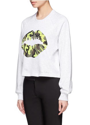 Front View - Click To Enlarge - MARKUS LUPFER - Fluorescent camouflage smacker lip sweatshirt