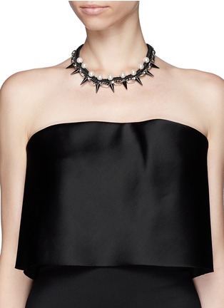 Figure View - Click To Enlarge - JOOMI LIM - Spike pearl cotton braid necklace