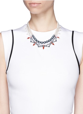 Figure View - Click To Enlarge - JOOMI LIM - Crystal pearl double strand necklace