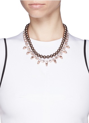 Figure View - Click To Enlarge - JOOMI LIM - Skull crystal pearl necklace
