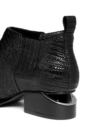 Detail View - Click To Enlarge - ALEXANDER WANG - 'Kori' cutout heel lizard embossed leather Chelsea boots