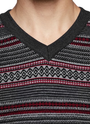 Detail View - Click To Enlarge - WHITE MOUNTAINEERING - Contrast pattern stripe wool sweater