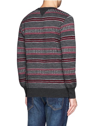 Back View - Click To Enlarge - WHITE MOUNTAINEERING - Contrast pattern stripe wool sweater