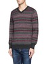 Front View - Click To Enlarge - WHITE MOUNTAINEERING - Contrast pattern stripe wool sweater