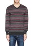 Main View - Click To Enlarge - WHITE MOUNTAINEERING - Contrast pattern stripe wool sweater