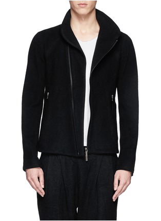 Main View - Click To Enlarge - THE VIRIDI-ANNE - Asymmetric zip wool felt jacket