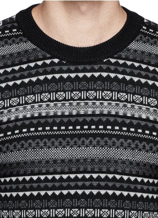 Detail View - Click To Enlarge - WHITE MOUNTAINEERING - Contrast patterned stripe wool sweater
