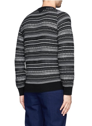 Back View - Click To Enlarge - WHITE MOUNTAINEERING - Contrast patterned stripe wool sweater