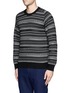 Front View - Click To Enlarge - WHITE MOUNTAINEERING - Contrast patterned stripe wool sweater