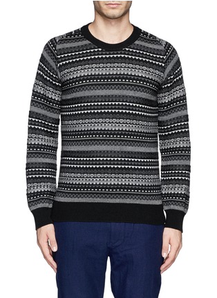 Main View - Click To Enlarge - WHITE MOUNTAINEERING - Contrast patterned stripe wool sweater
