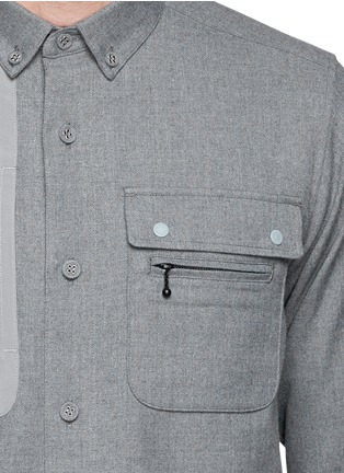 Detail View - Click To Enlarge - WHITE MOUNTAINEERING - Felted knit back twill shirt