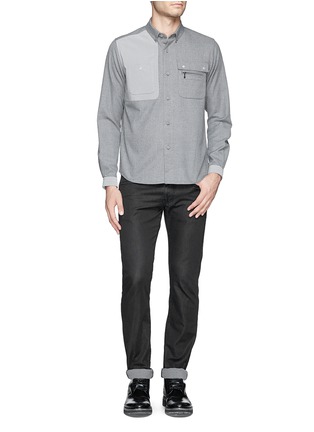 Figure View - Click To Enlarge - WHITE MOUNTAINEERING - Felted knit back twill shirt