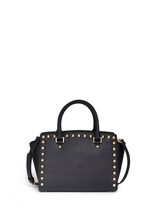 Back View - Click To Enlarge - MICHAEL KORS - 'Selma' medium stud saffiano leather satchel