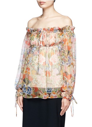 Front View - Click To Enlarge - ALEXANDER MCQUEEN - Printed silk chiffon blouse