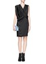 Figure View - Click To Enlarge - HELMUT LANG - Coma sheen draped front blouson dress