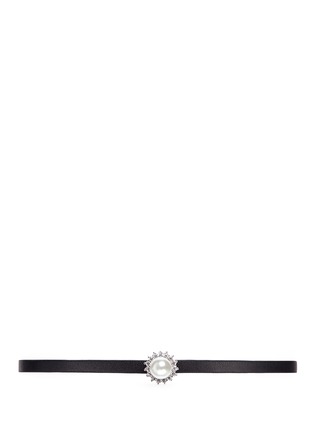 Main View - Click To Enlarge - CZ BY KENNETH JAY LANE - Cubic zirconia pavé pearl leather choker