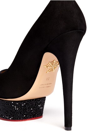 Detail View - Click To Enlarge - CHARLOTTE OLYMPIA - Strass platform suede pumps