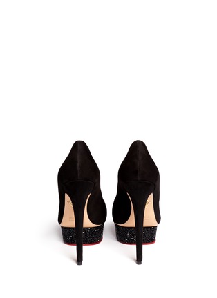 Back View - Click To Enlarge - CHARLOTTE OLYMPIA - Strass platform suede pumps