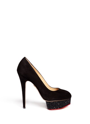 Main View - Click To Enlarge - CHARLOTTE OLYMPIA - Strass platform suede pumps