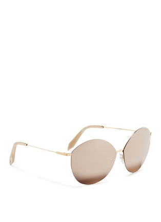 Figure View - Click To Enlarge - VICTORIA BECKHAM - 'Feather Kitten' 18k gold mirror cat eye sunglasses
