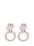 Detail View - Click To Enlarge - W. BRITT - 'Mini Decagon' rose quartz stud earrings