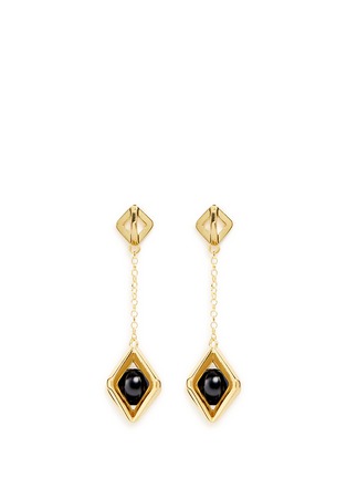 Main View - Click To Enlarge - W. BRITT - 'Square Cage' sphere drop 18k gold earrings