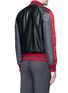 Back View - Click To Enlarge - GIVENCHY - Stripe satin sleeve leather teddy jacket