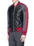 Front View - Click To Enlarge - GIVENCHY - Stripe satin sleeve leather teddy jacket