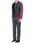 Figure View - Click To Enlarge - GIVENCHY - Stripe satin sleeve leather teddy jacket