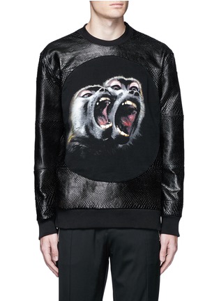 Main View - Click To Enlarge - GIVENCHY - 'Monkey Brothers' python leather sweatshirt