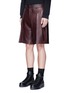 Front View - Click To Enlarge - GIVENCHY - Cross perforated leather Bermuda shorts
