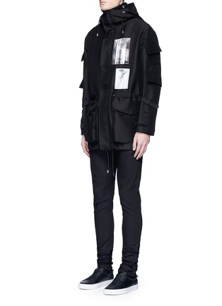Front View - Click To Enlarge - GIVENCHY - Flag patch parka coat