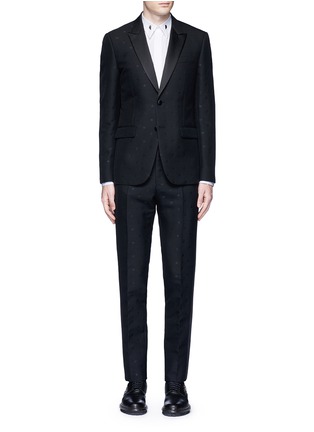 Main View - Click To Enlarge - GIVENCHY - Satin lapel star jacquard tuxedo suit