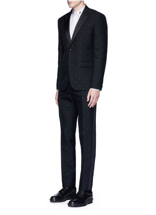 Figure View - Click To Enlarge - GIVENCHY - Satin lapel star jacquard tuxedo suit