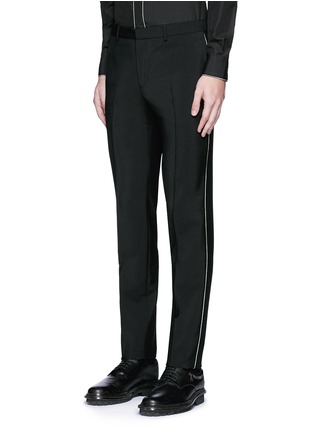 Front View - Click To Enlarge - GIVENCHY - Curb chain side stripe wool-Mohair pants