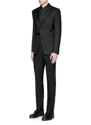 Figure View - Click To Enlarge - GIVENCHY - Curb chain side stripe wool-Mohair pants