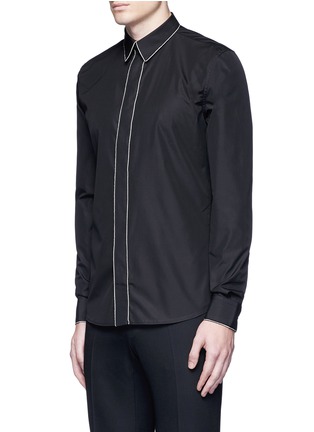 Front View - Click To Enlarge - GIVENCHY - Chain link trim cotton poplin shirt