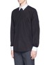 Front View - Click To Enlarge - GIVENCHY - Star stud piqué trim poplin shirt