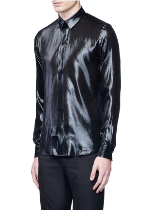 Front View - Click To Enlarge - GIVENCHY - Silk blend lamé shirt