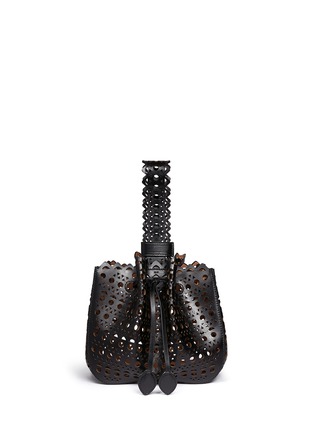 Main View - Click To Enlarge - ALAÏA - 'Vienne' small lasercut leather bucket bag