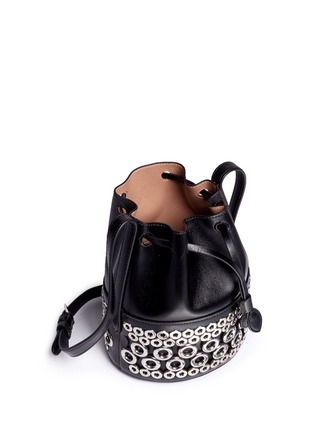 Detail View - Click To Enlarge - ALAÏA - Eyelet leather bucket bag