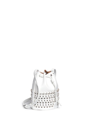 Figure View - Click To Enlarge - ALAÏA - 'Charniere' small woven base leather bucket bag