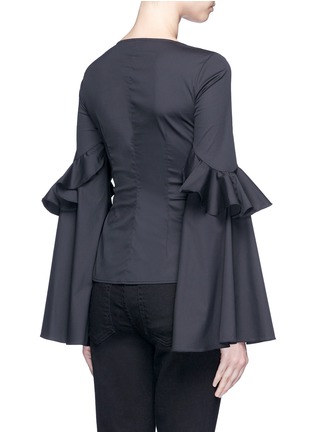 Back View - Click To Enlarge - CAROLINE CONSTAS - 'Anastasia' oversized ruffle sleeve lace-up top