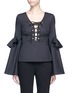 Main View - Click To Enlarge - CAROLINE CONSTAS - 'Anastasia' oversized ruffle sleeve lace-up top