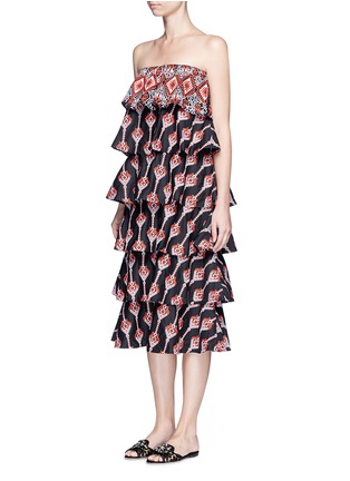 Front View - Click To Enlarge - CAROLINE CONSTAS - 'Margi' embroidered tiered poplin dress