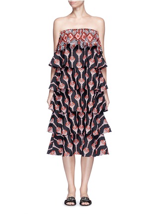 Main View - Click To Enlarge - CAROLINE CONSTAS - 'Margi' embroidered tiered poplin dress