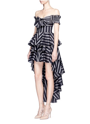 Figure View - Click To Enlarge - CAROLINE CONSTAS - 'Giulia' stripe high-low tiered ruffle skirt