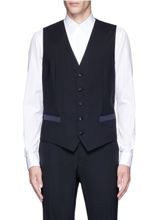 Detail View - Click To Enlarge - - - 'Martini' satin trim wool-silk three piece tuxedo suit