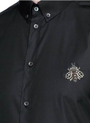 Detail View - Click To Enlarge - - - 'Gold' slim fit bee embroidery cotton shirt